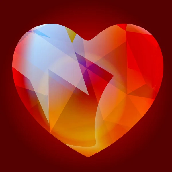 Vector brillante del corazón vidrioso — Vector de stock