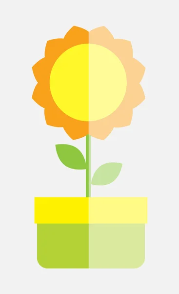 Φωτεινό κίτρινο λουλούδι που μεγαλώνει σε γλάστρα — Διανυσματικό Αρχείο