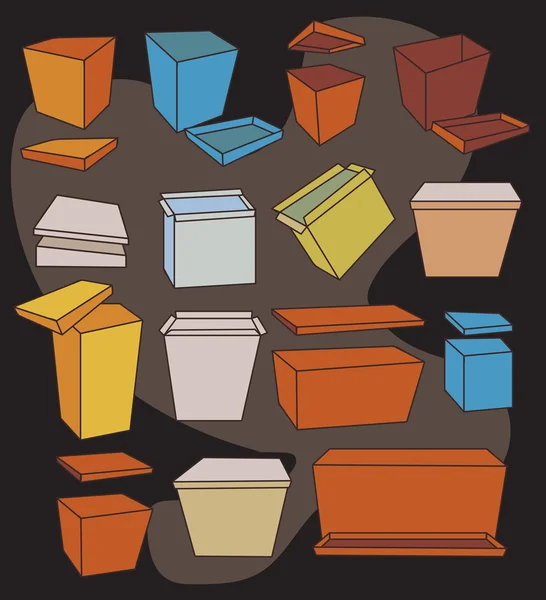 Colección de cajas de colores — Vector de stock