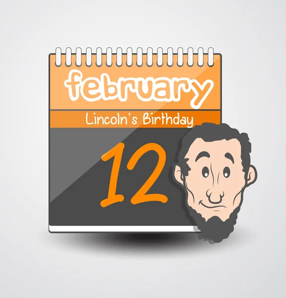 Lincolns Tag Kalender Karikatur Gesicht Vektor — Stockvektor