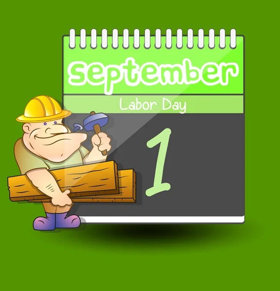 Labor Day Calendar - Cartoon Character Vector — Stock Vector