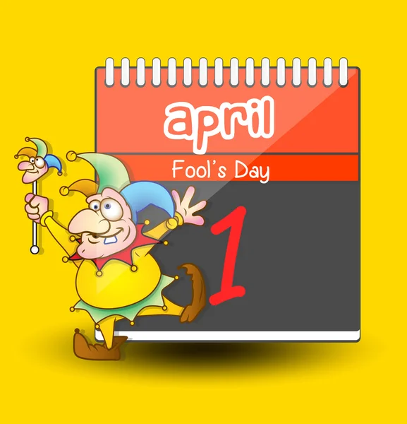 Jester zabawny charakter Prima Aprilis dzień kalendarza — Wektor stockowy
