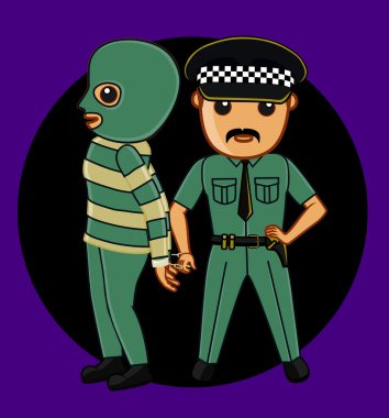 Bir Gangster vektör kavram polis tutuklandı