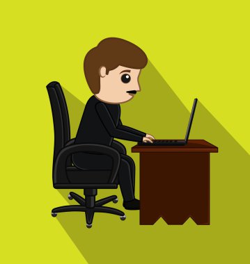 Office dizüstü bilgisayarda çalışan iş adamı