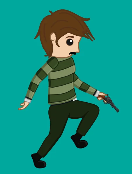 Terrorist Running with Gun — Stock Vector