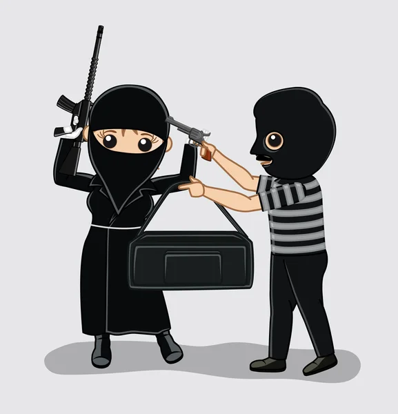 A Robber Robbing Another Robber — Stock Vector