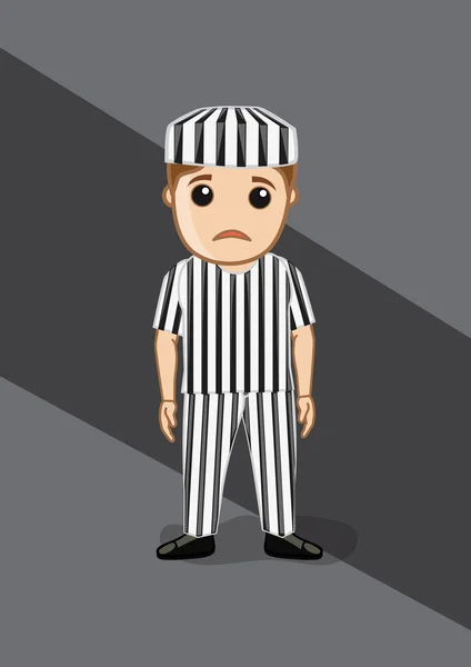 Triste prisonnier en robe de prisonnier — Image vectorielle