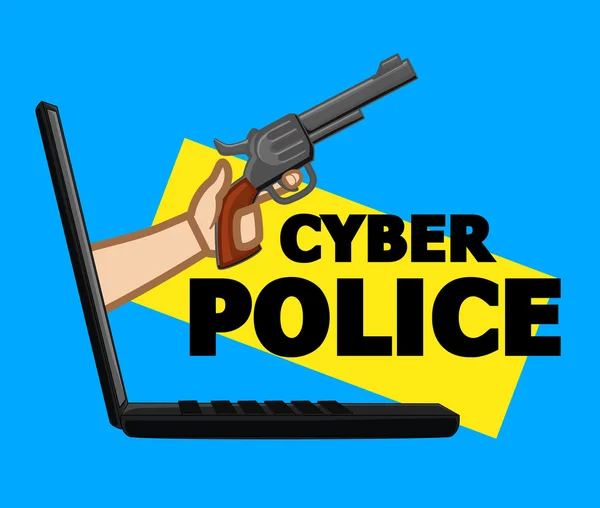 Conceito de vetor de Cyber polícia para crimes cibernéticos — Vetor de Stock