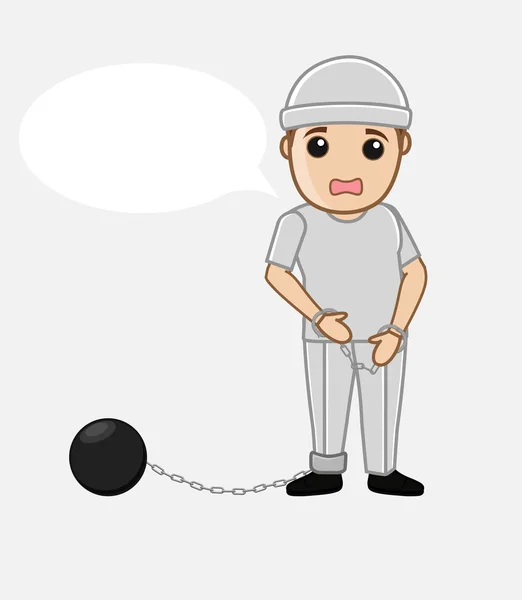 Sad Prisoner with Shackle Ball Vector — Stock Vector