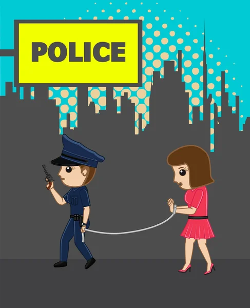여성 범죄와 여자 경찰 — 스톡 벡터