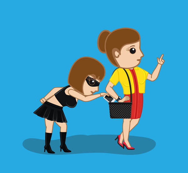 Female Thief Trying to Steal Money Purse