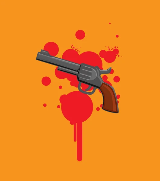 Pistola aislada de sangre - Concepto de asesinato — Vector de stock