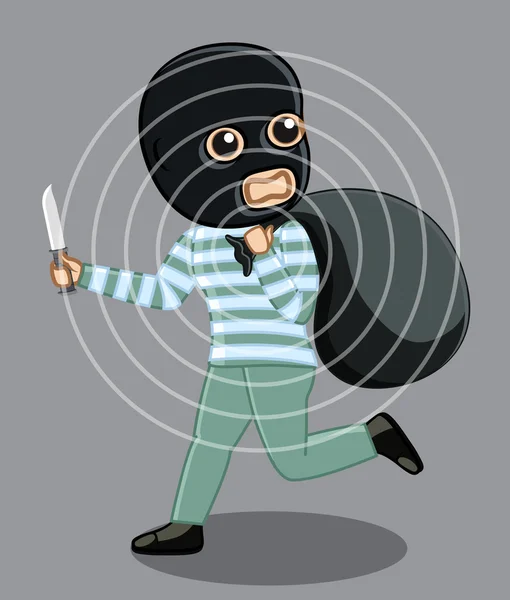 Balaclava Robber Running After Robbery Concept — Stock Vector