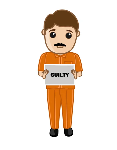 Sad Criminal Holding a Guilty Placard Vector Graphics