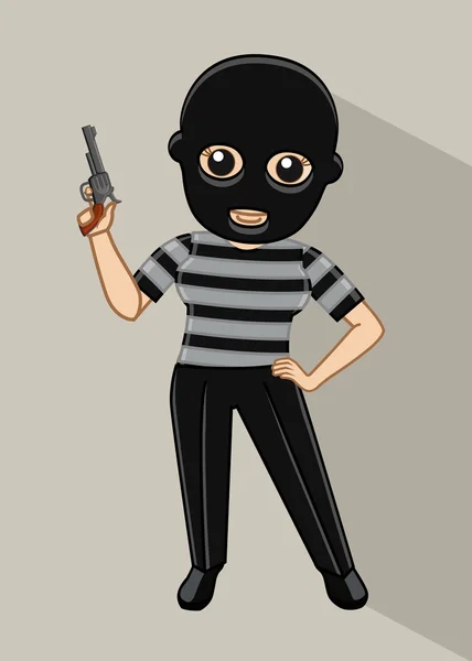 Γελοιογραφία κλέφτη με όπλο — Διανυσματικό Αρχείο