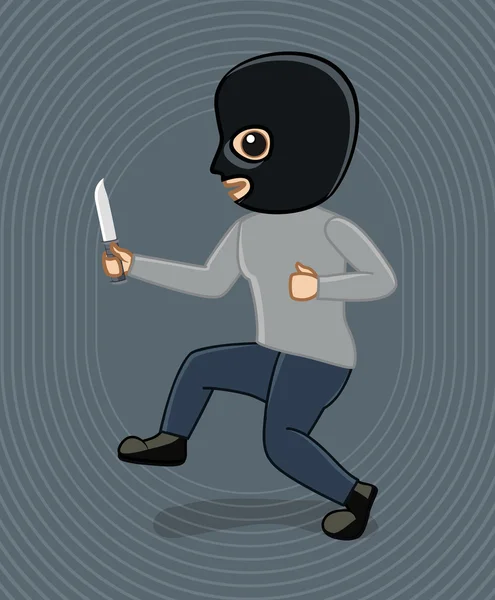 Hırsız bıçakla içinde ev girmeye çalışırken — Stok Vektör