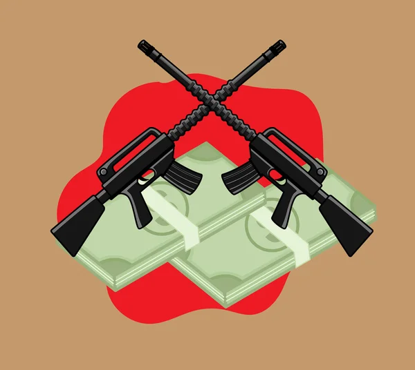 Dollar mit Waffen Vektor — Stockvektor