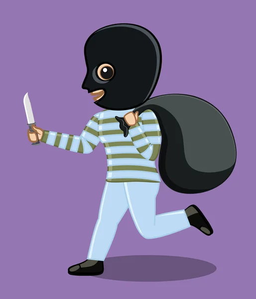 Balaclava Robber Running After Robbery — Stock Vector