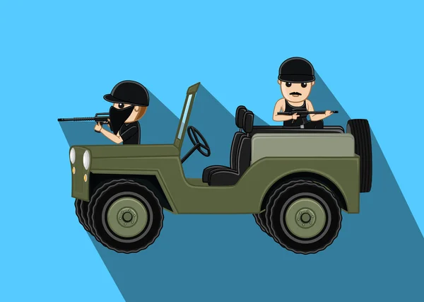 Commandos in Car Векторні ілюстрації — стоковий вектор