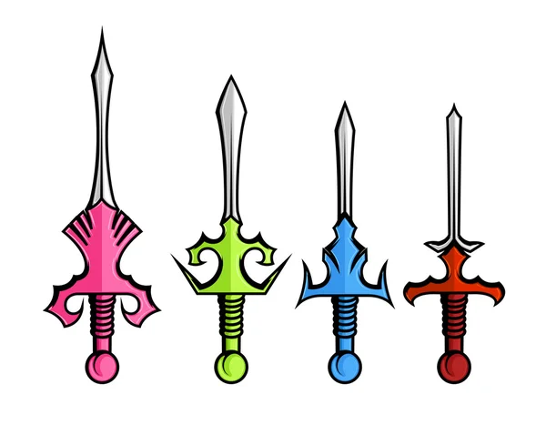 Kolorowe średniowieczne miecze — Wektor stockowy
