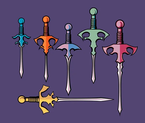 Colorful Medieval Swords Vector — Stock Vector