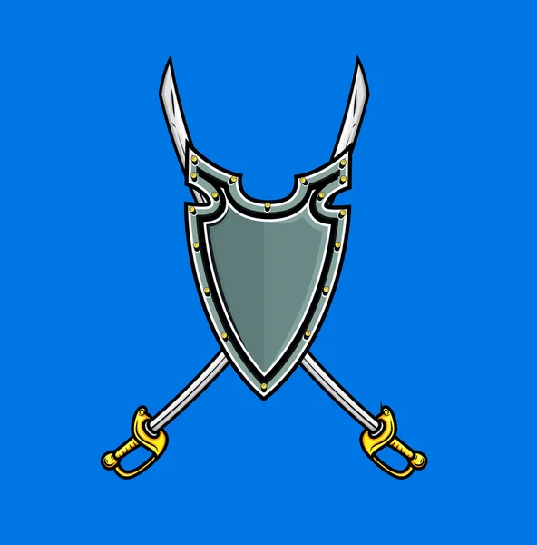 Kruis van zwaarden in Shield — Stockvector