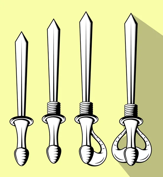 Schwerter Designs gesetzt — Stockvektor