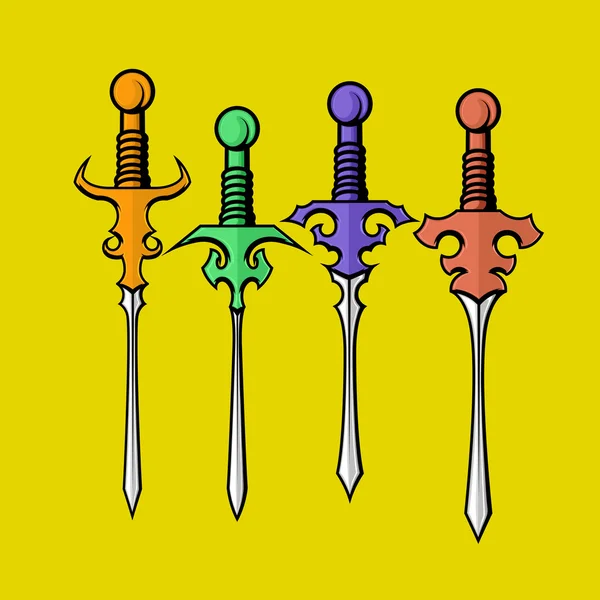 Espadas antigas coloridas — Vetor de Stock