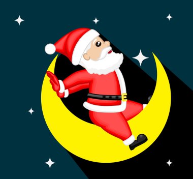 Komik Noel ay içinde oturan