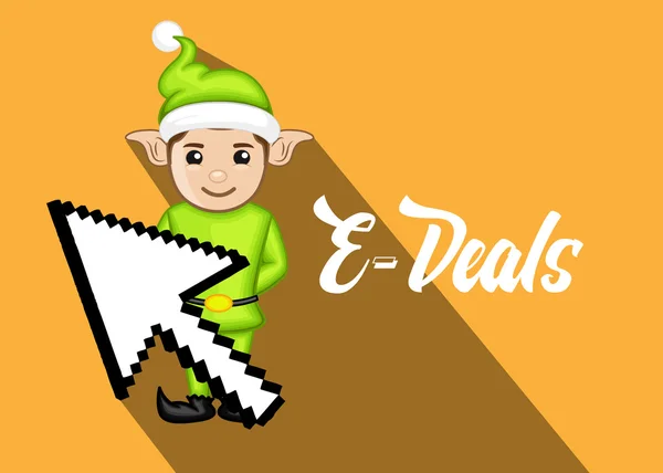 E-Deal con Elf Vector Ilustración — Vector de stock