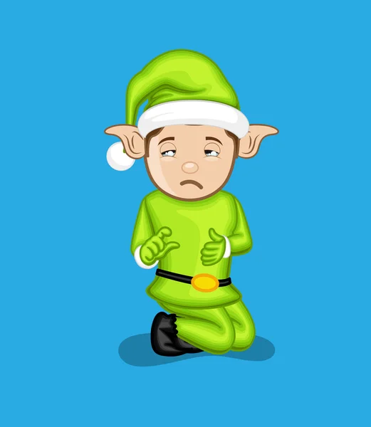 Sad Innocent Elf Character Face Expression — Stock Vector