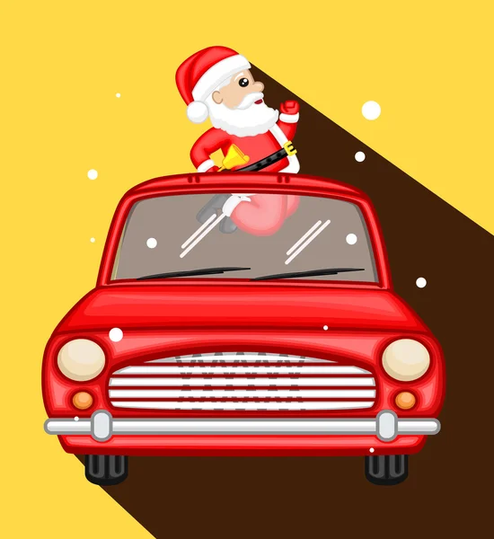 Санта намагається вийти з автомобіля Векторні ілюстрації — стоковий вектор