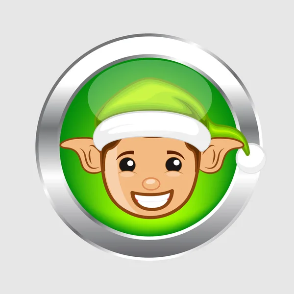 Happy Elf Face Button Vector — Stock Vector