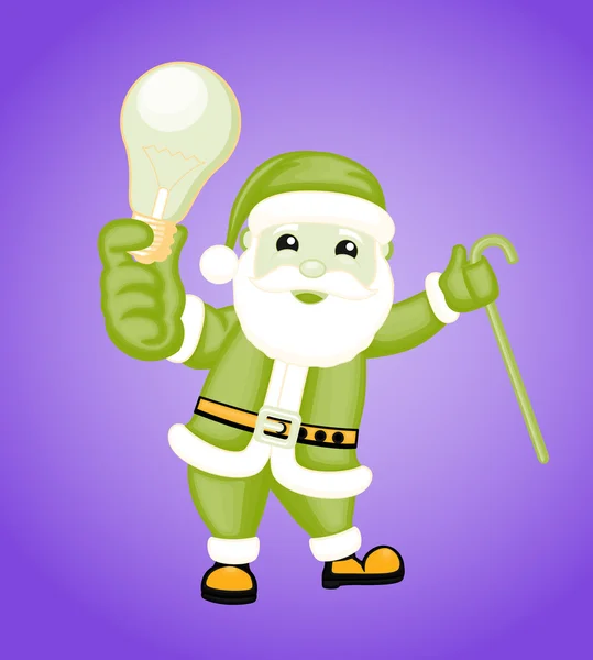 Cartoon Santa Showing a Bulb — Stock Vector