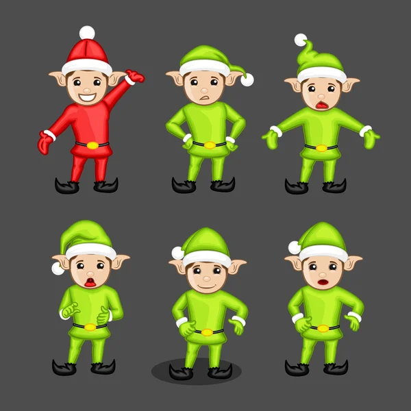 Vários Elfos Personagem Poses e Expressões — Vetor de Stock
