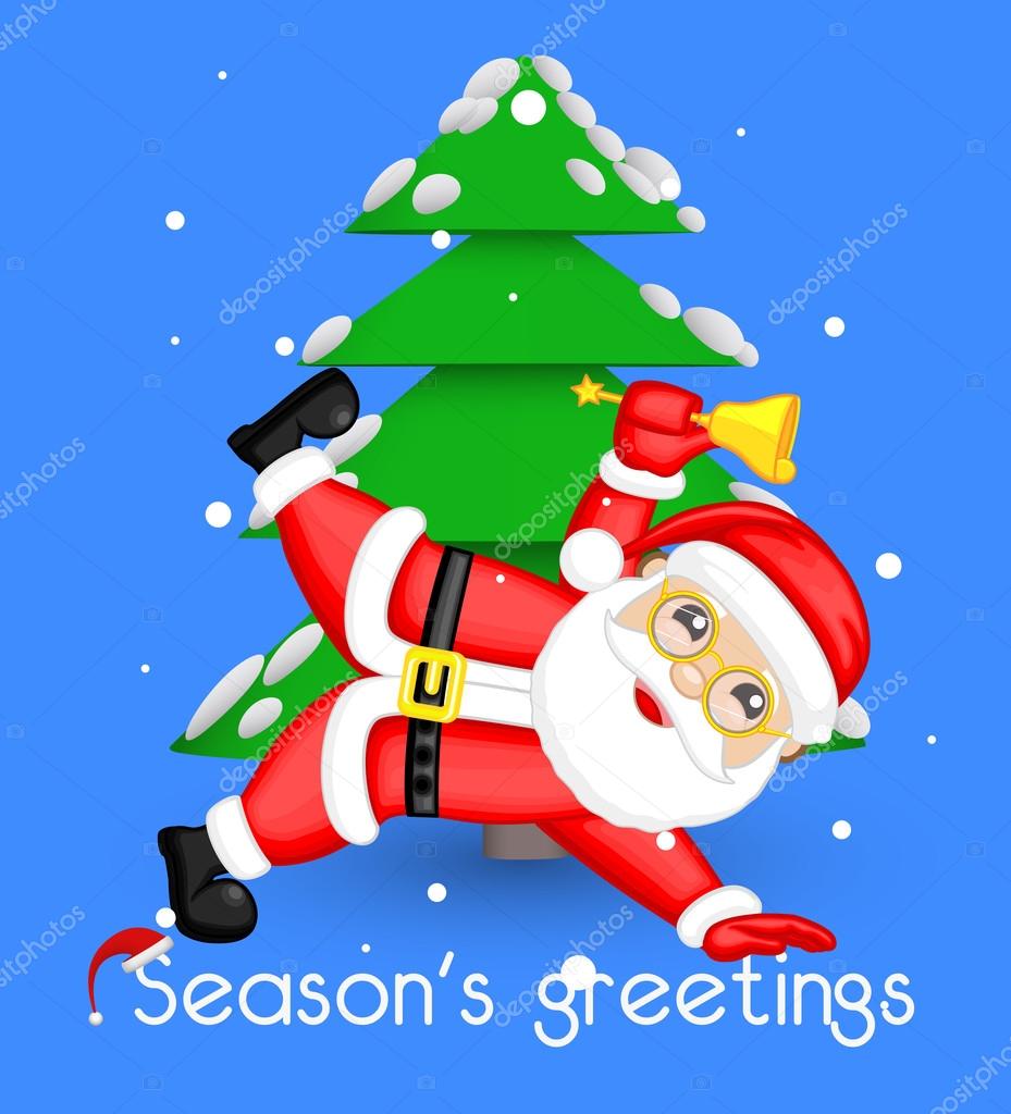 Funny Christmas Santa pozdrowienie ilustracja wektorowa — Wektor od baavli