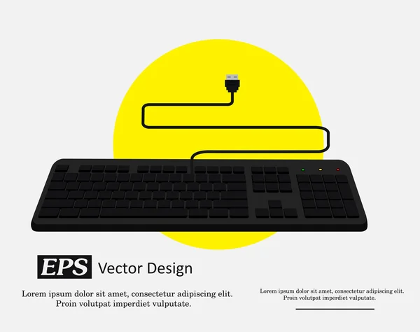 Teclado retro con cable USB — Vector de stock