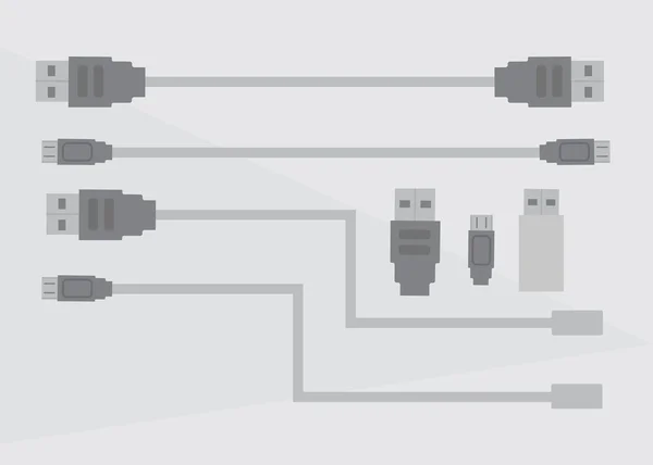 Elementos de fio de conector USB para OTG — Vetor de Stock