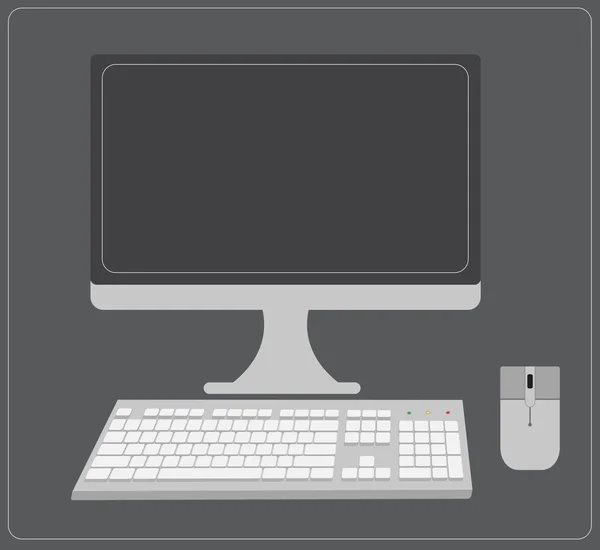 Monitor, Tastatur und Mausvektor — Stockvektor