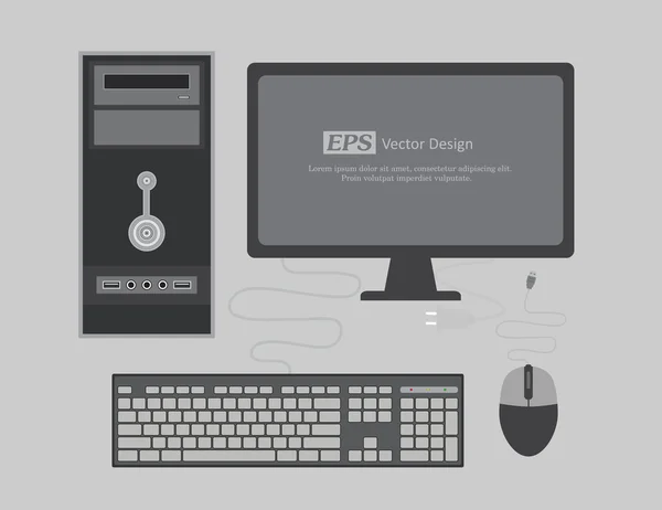 Office Computer Vector Illustration — Stock Vector