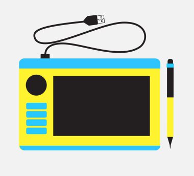 Graphic Tablet with Keys Vector clipart