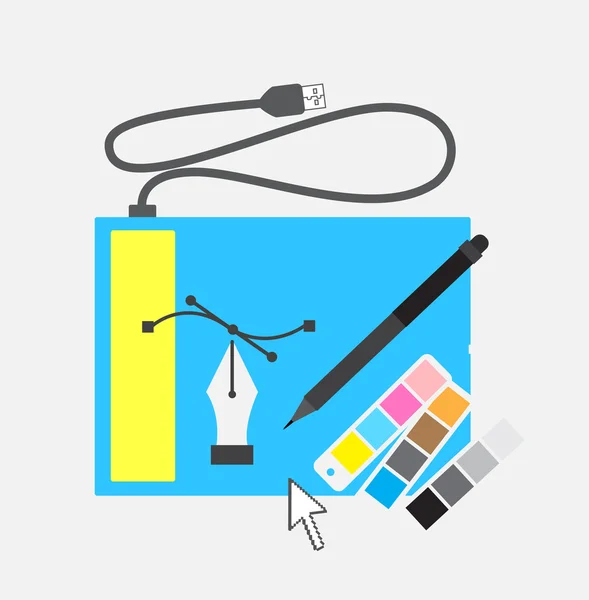 Vector de Tablet Gráfico y Equipos — Vector de stock