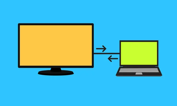 Transferencia de datos desde el PC al ordenador portátil — Archivo Imágenes Vectoriales