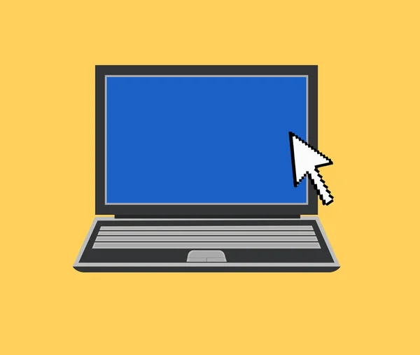 Cursor Pointing on Laptop — Stock Vector