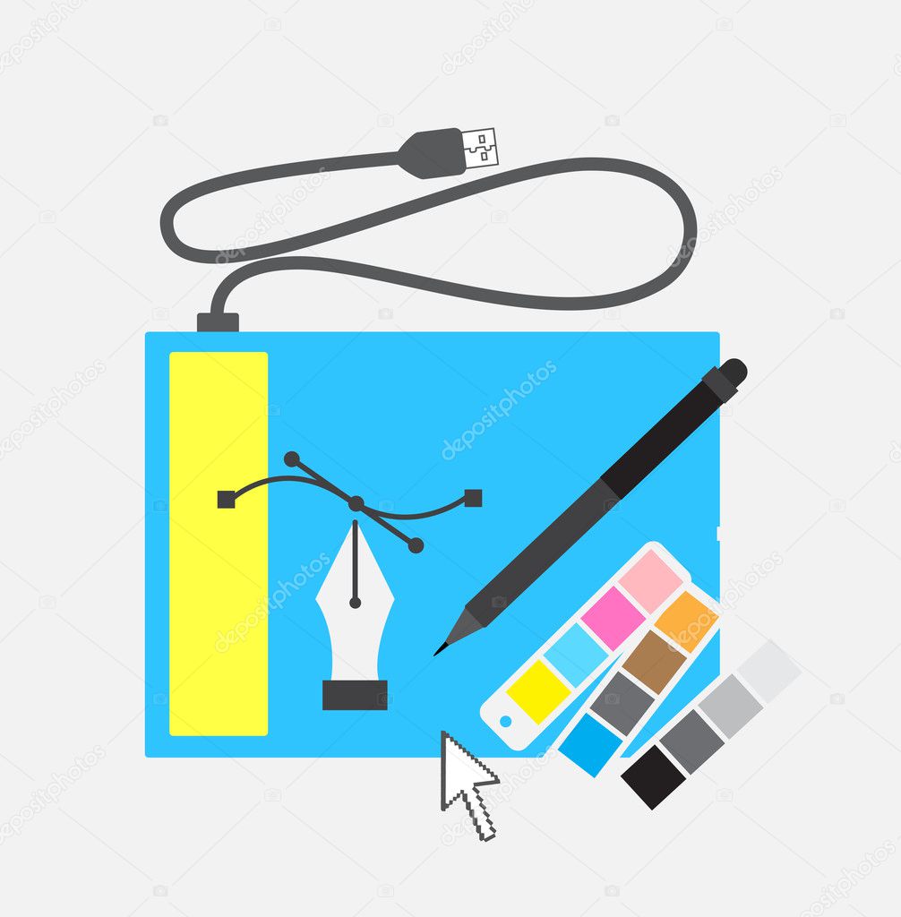 Graphic Tablet and Equipments Vector