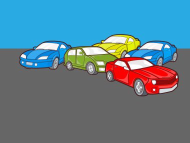 Renkli arabalar vektör