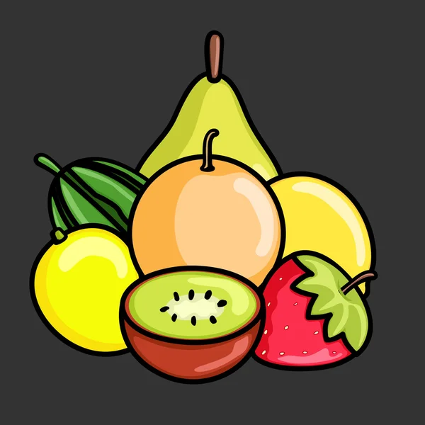 Mix Healthy Fruits Vector — Stock vektor