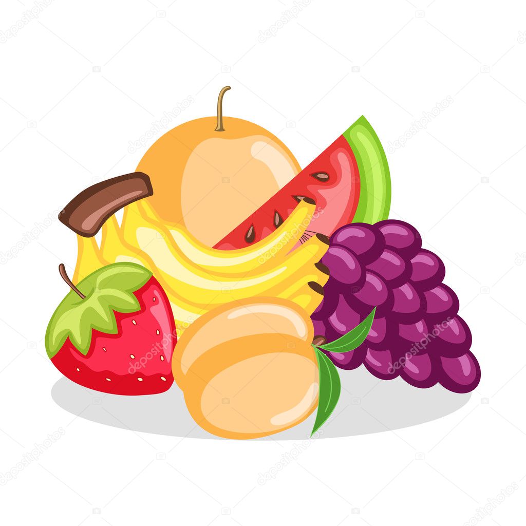 Assorted Mix Fruits Vector — Stock Vector © baavli 127962768