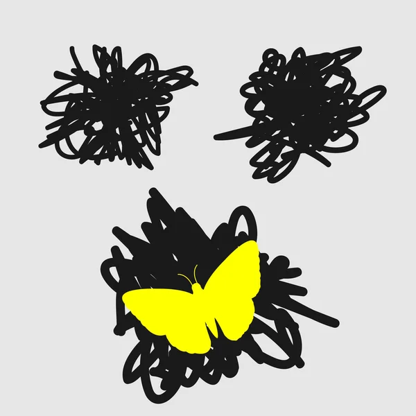 Frihand penseldrag med Butterfly form — Stock vektor