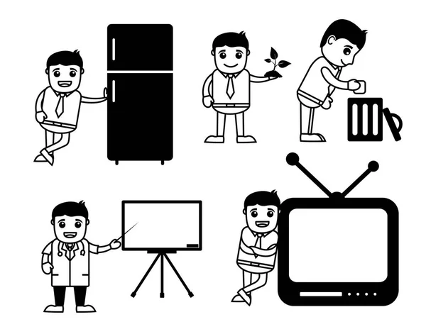 Vários desenhos animados de comunicação e gráficos vetoriais eletrônicos — Vetor de Stock